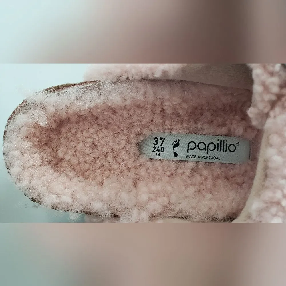 NWT Birkenstock Papillio Big Buckle Teddy Crystal Rose